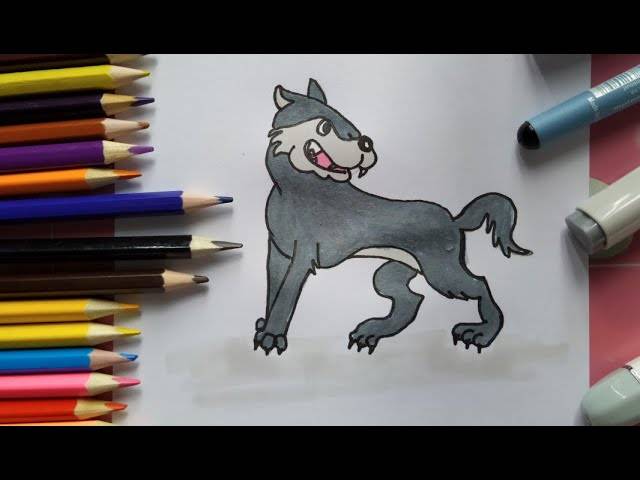 Как нарисовать волка из симфонической сказки Петя и волк поэтапно