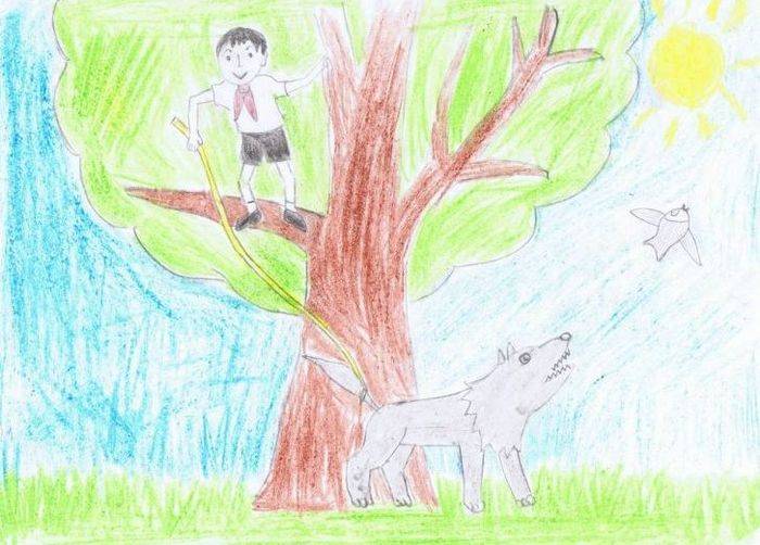 Рисунок петя и волк для учеников