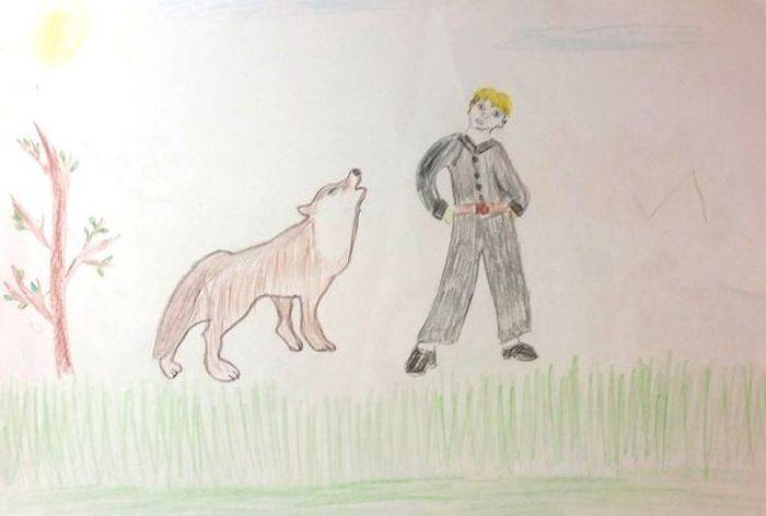 Рисунок петя и волк для учеников