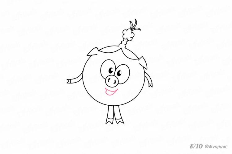Рисуем Нюшу из мультфильма Смешарики поэтапно карандашом