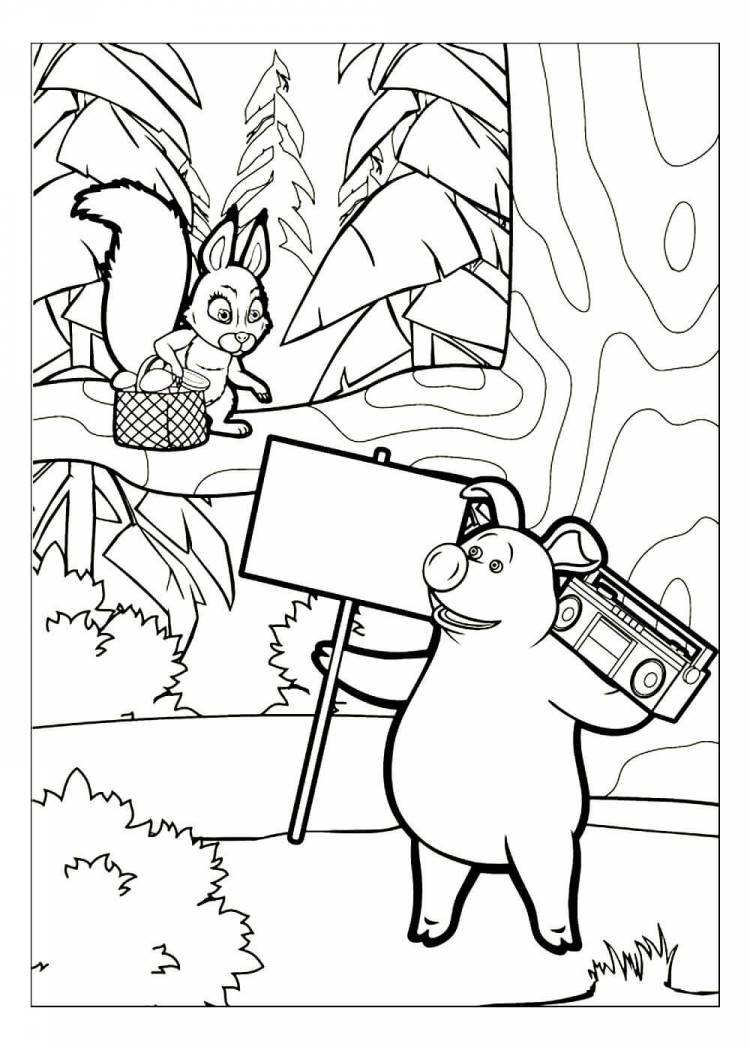Раскраски Маша и медведь распечатать или скачать бесплатно в формате PDF