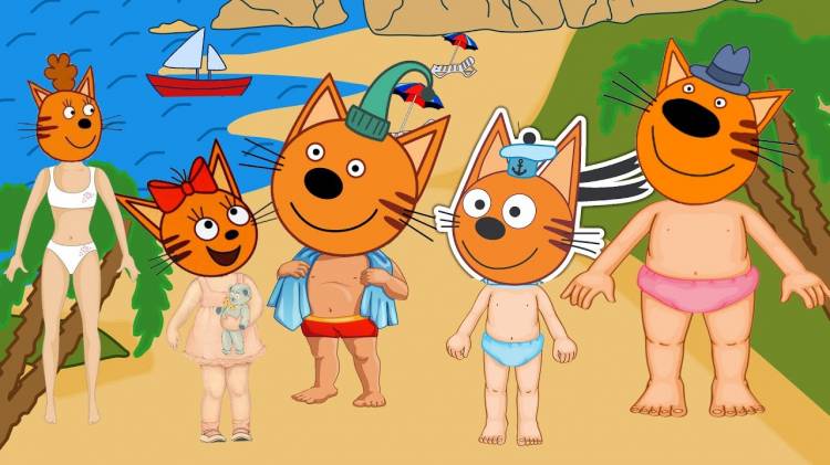 Познавательные мультфильмы о том как Три кота Коржик Карамелька и Компот отдыхали на море