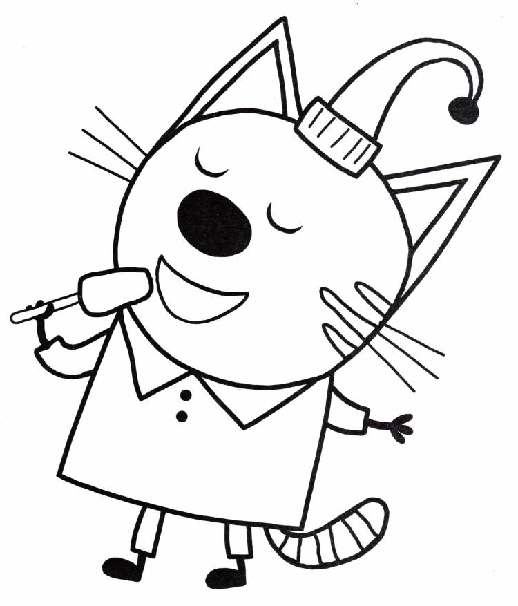 Раскраска Сажик из мультика Три кота, распечатать бесплатно или скачать