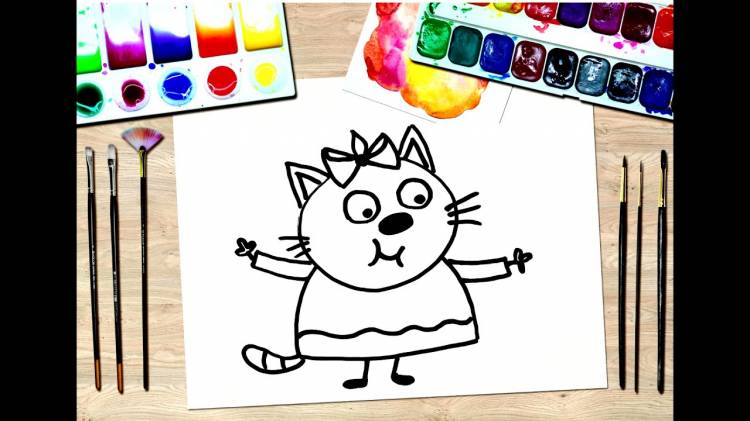 ГОРЧИЦА!!! Как ребенку легко и просто нарисовать Горчицу! Три кота
