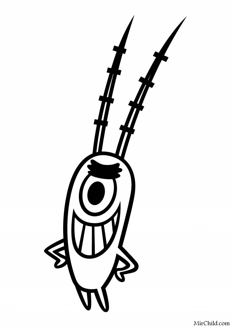 Шелдон Планктон из мультсериала Губка Боб Квадратные Штаны для срисовки