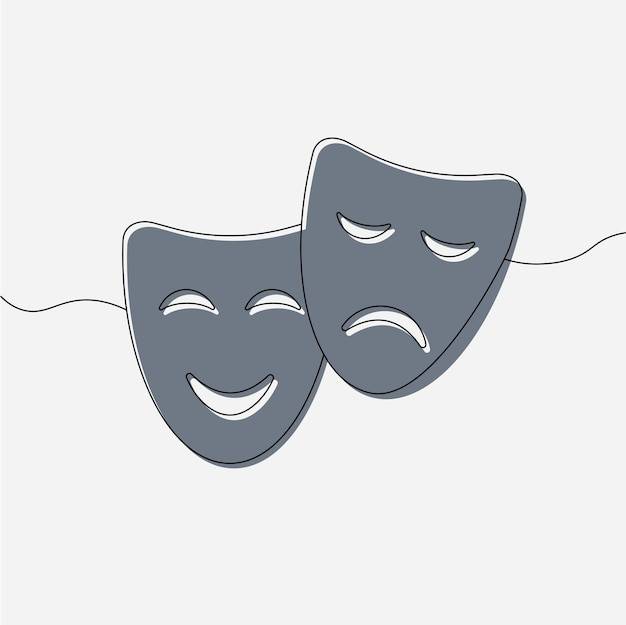 Символы театральной маски вектор грустной и счастливой концепции маски комедии и трагедии