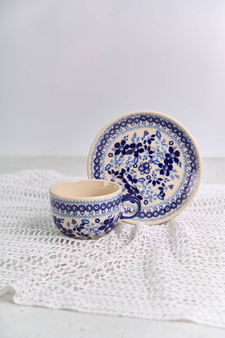 Керамическая чайная пара с узором Сине
