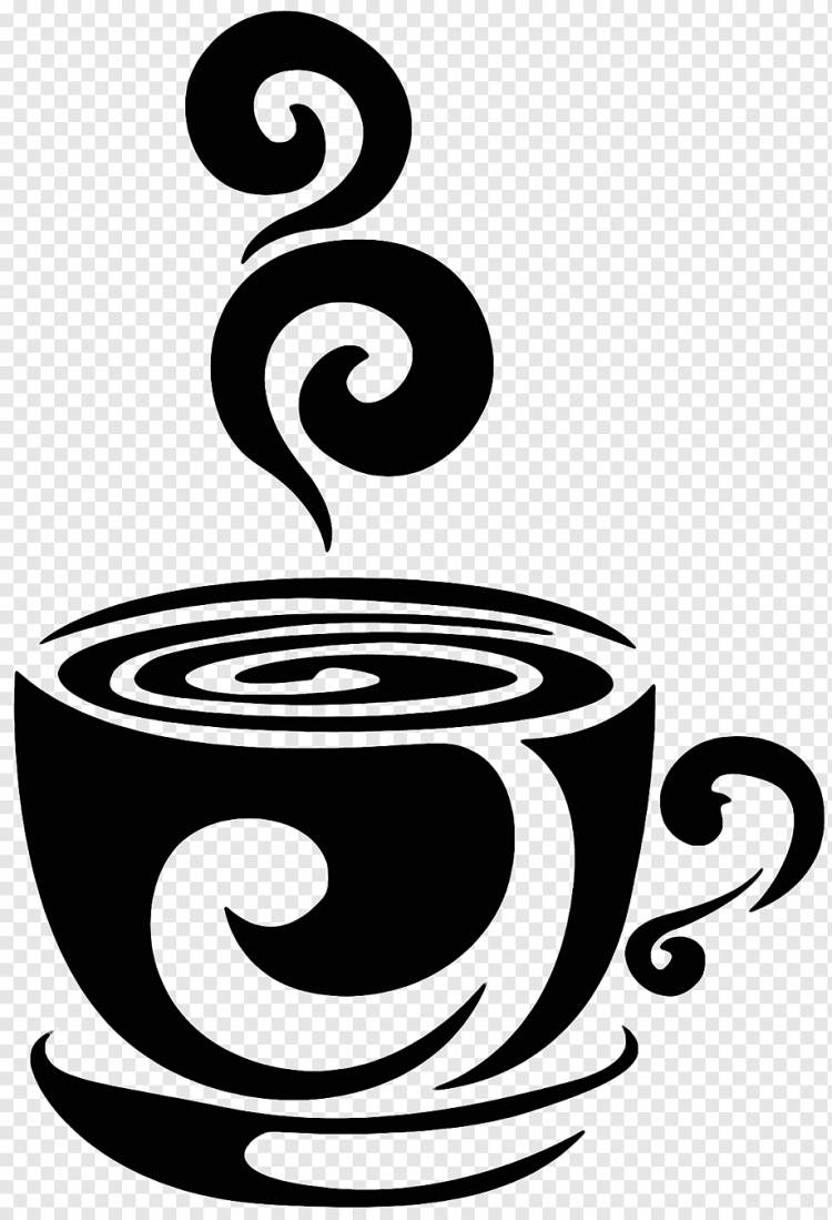 Кофейная чашка Латте Трафарет, Кофе, чай, монохромный, кофе png