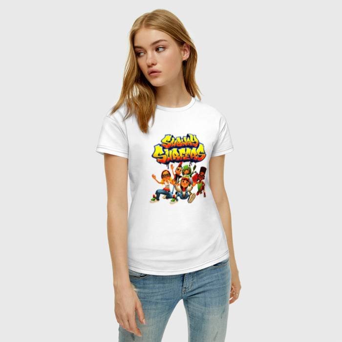 Женская футболка хлопок Subway Surfers персонажи
