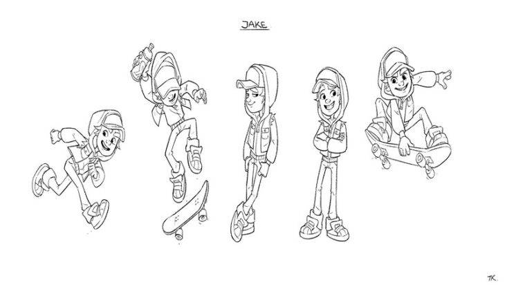 Персонажи из мультфильма Subway Surfers для срисовки 