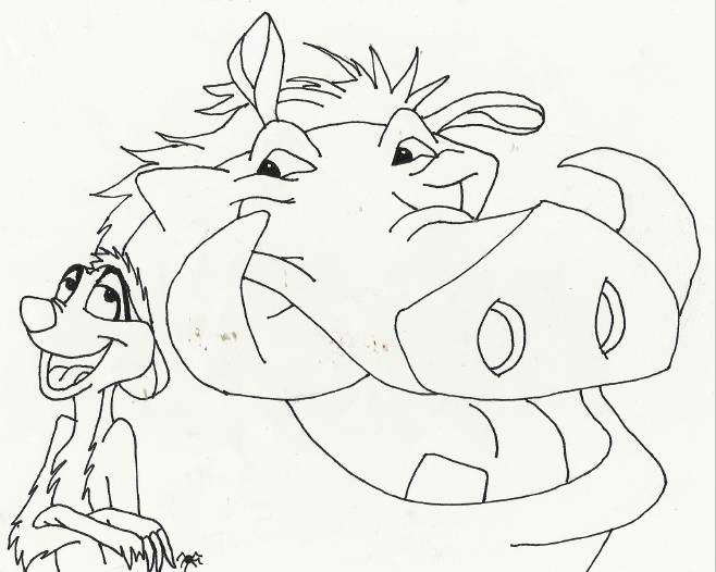 Персонажи из мультфильма Тимон и Пумба для срисовки 