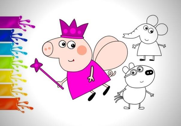 Персонажи из мультфильма Свинка Пеппа для срисовки 