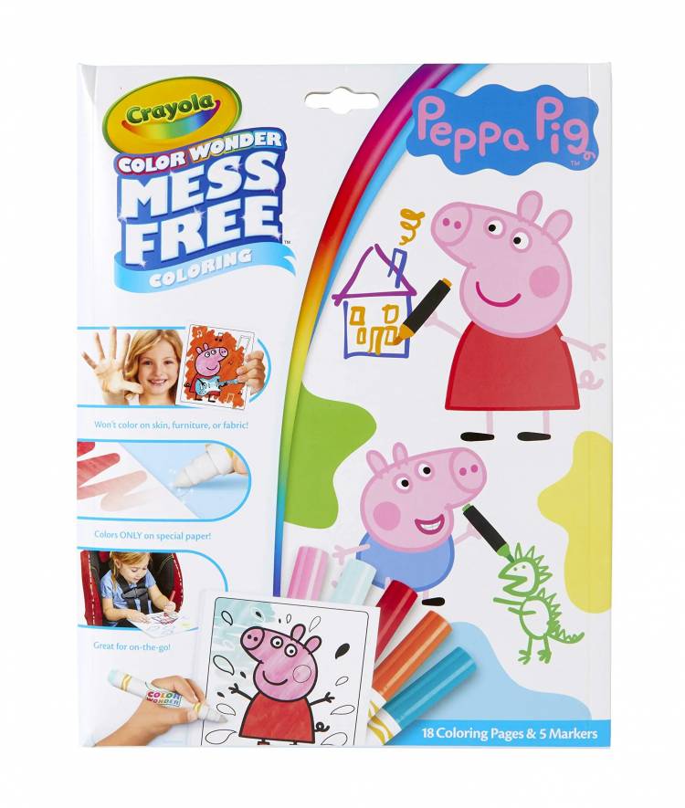 Crayola цветной чудо-Свинка Пеппа бесцветный Набор для рисования, игрушки для малышей, чулки, цветные книжные страницы и маркеры, подарок для детей