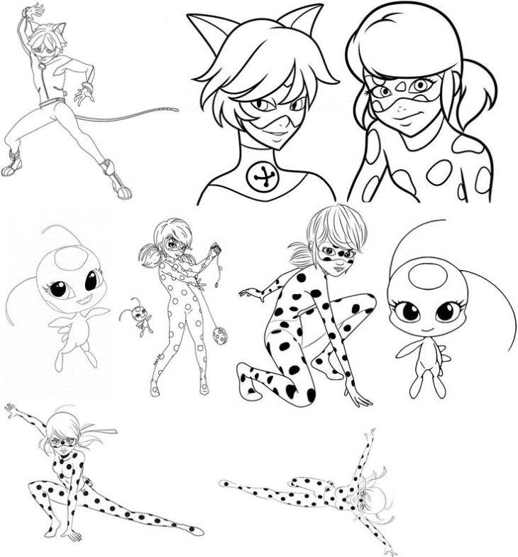Персонажи из мультфильма Леди Баг и Супер Кот для срисовки 