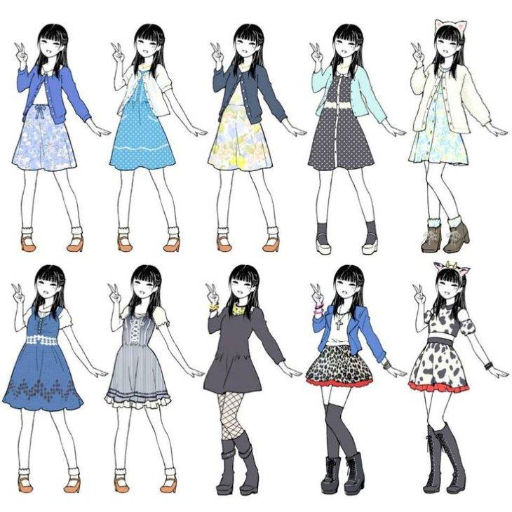Одежда девочек аниме для срисовки 