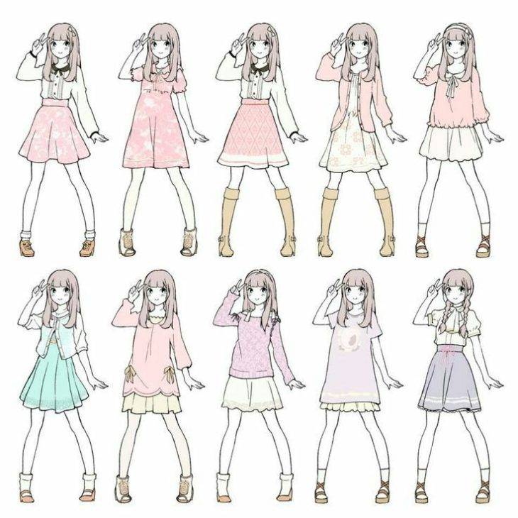 Одежда девочек аниме для срисовки 