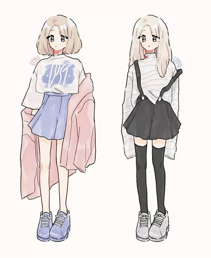 Рисунки одежды легкие аниме 