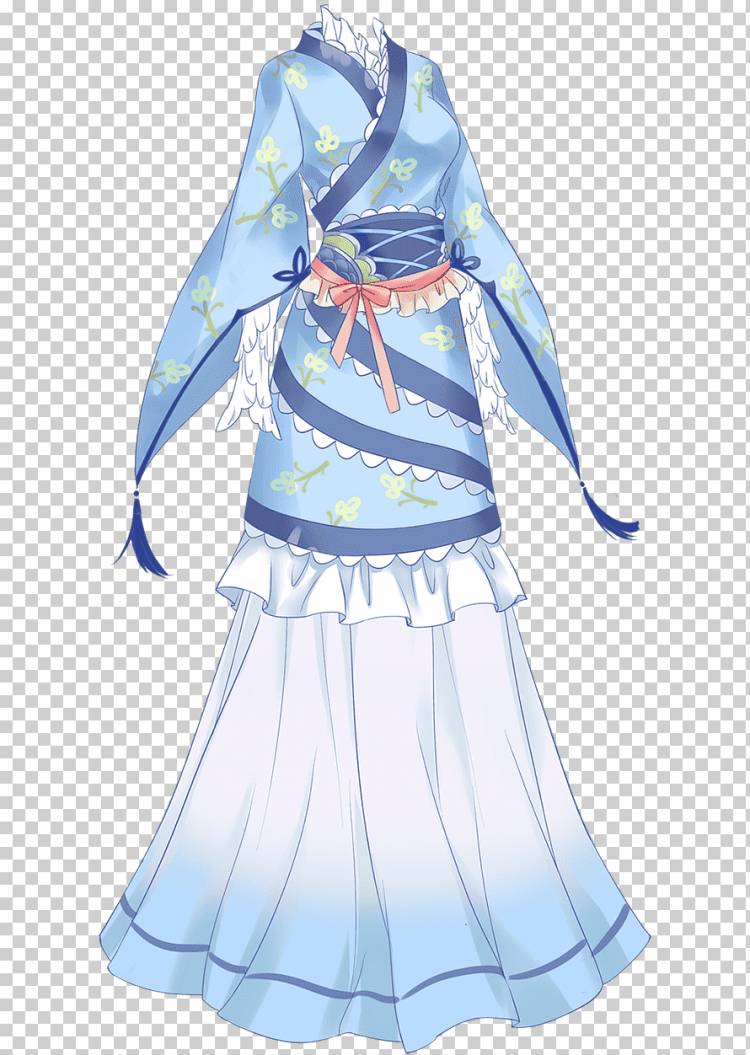 Рисунок Аниме Одежда Платье Кимоно, китайская свадьба, синий, белый, манга png
