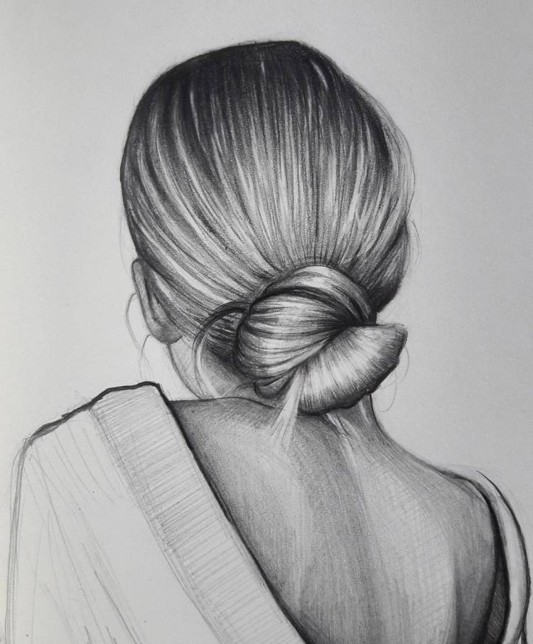 Рисунки девушки со спины для срисовки 