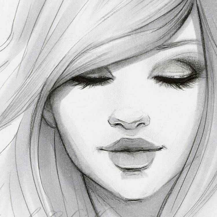 Рисунки карандашом девушка с закрытыми глазами 