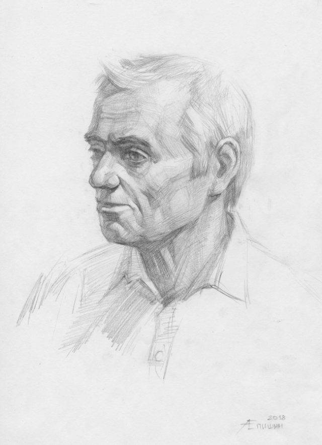 Рисунок мужского лица карандашом 