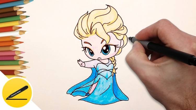 How to Draw Elsa (Chibi) from Frozen step by step