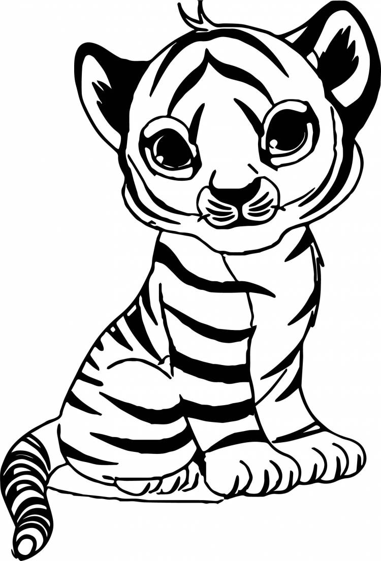 Рисунок раскраска тигренок для детей 