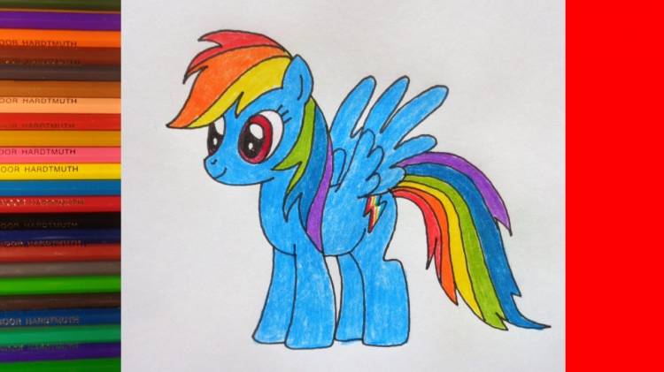 How to draw pony Rainbow Dash, Как нарисовать пони Радуга Дэш
