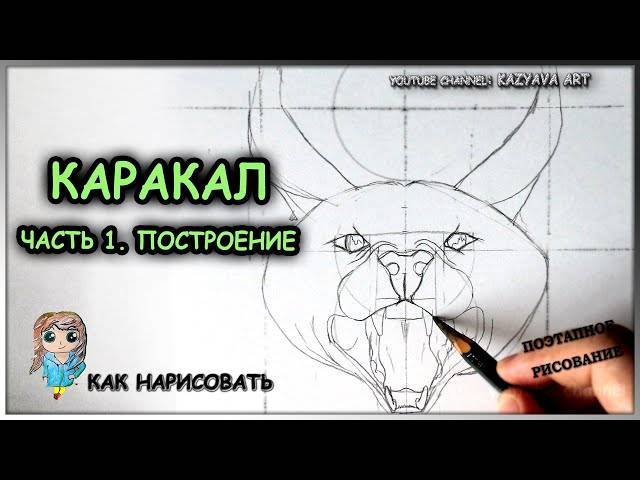 Как нарисовать голову Каракала карандашом