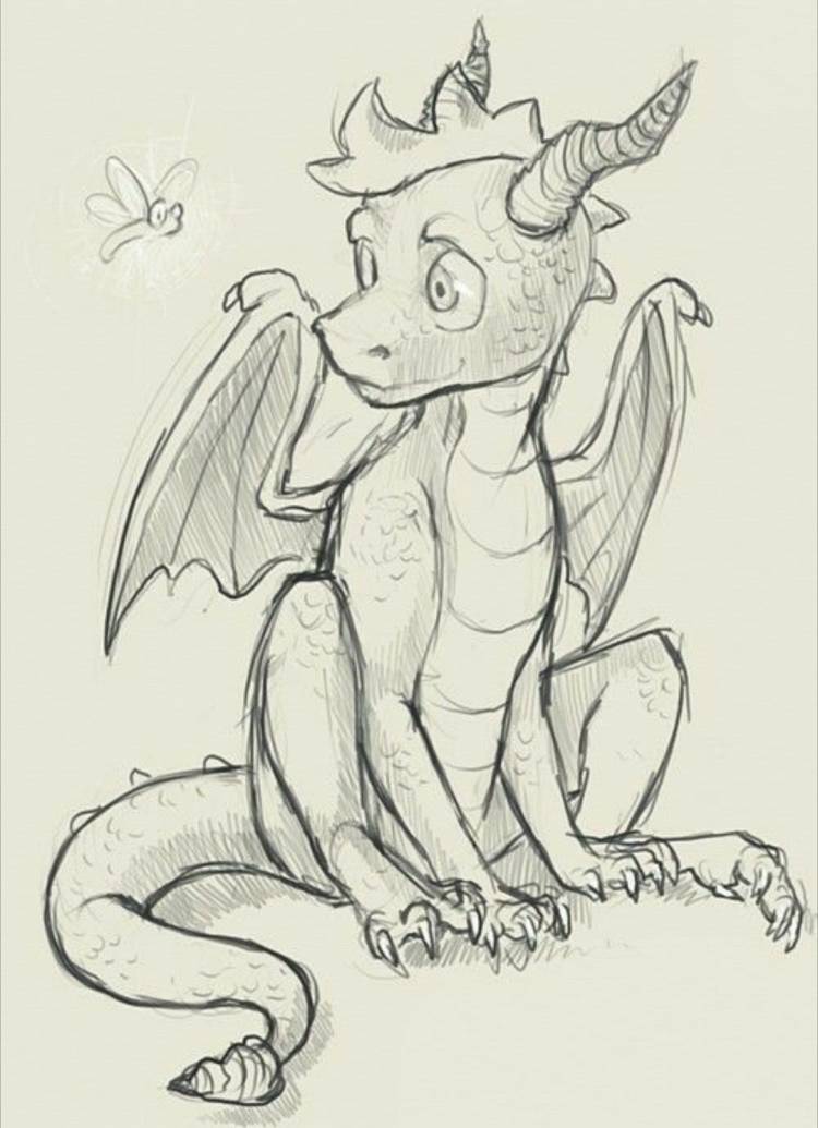 Милый дракон рисунок карандашом