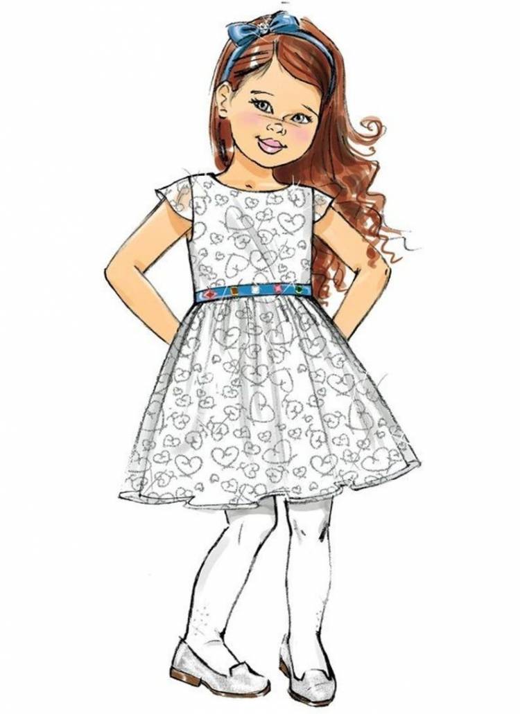 Детский рисунок девочка в платье 