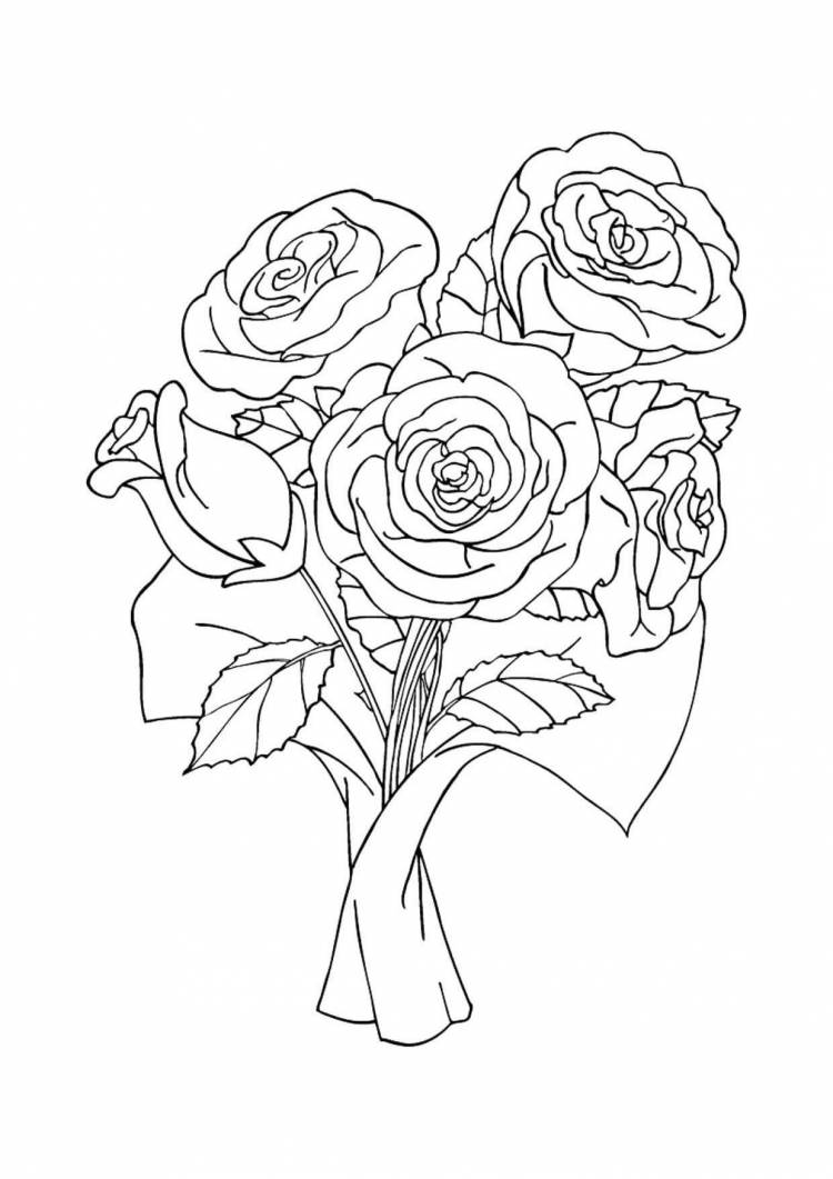 Рисунок букет роз для срисовки