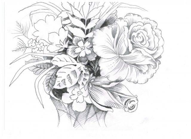 Рисунки для срисовки букет роз 