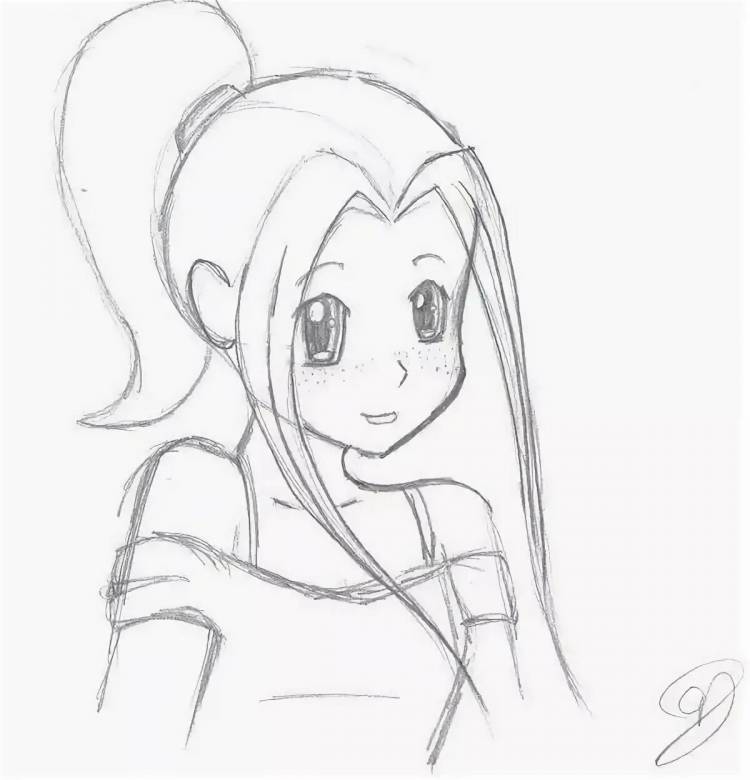Рисунки карандашом аниме девушек легкие для начинающих 