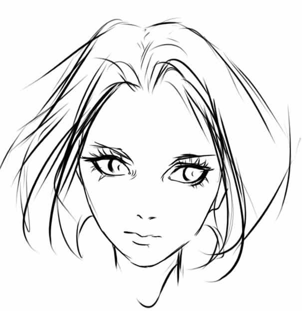 Рисуем лицо аниме девушки в SAI