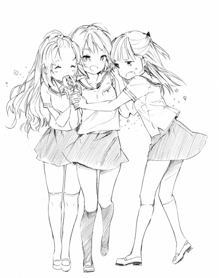 Рисунки для срисовки три подруги