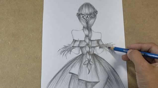 Простые рисунки карандашом для рисования девушки со спины