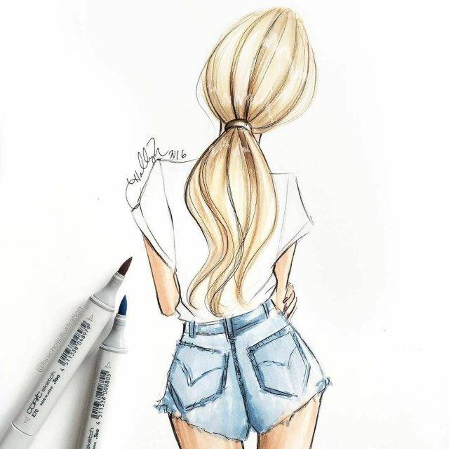 Рисунки карандашом для срисовки девушки со спины 