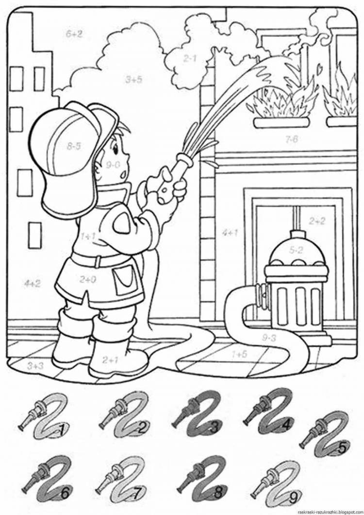 Раскраски Рисунок на тему пожарная безопасность 