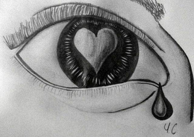 Рисунки карандашом для срисовки грустные про любовь 
