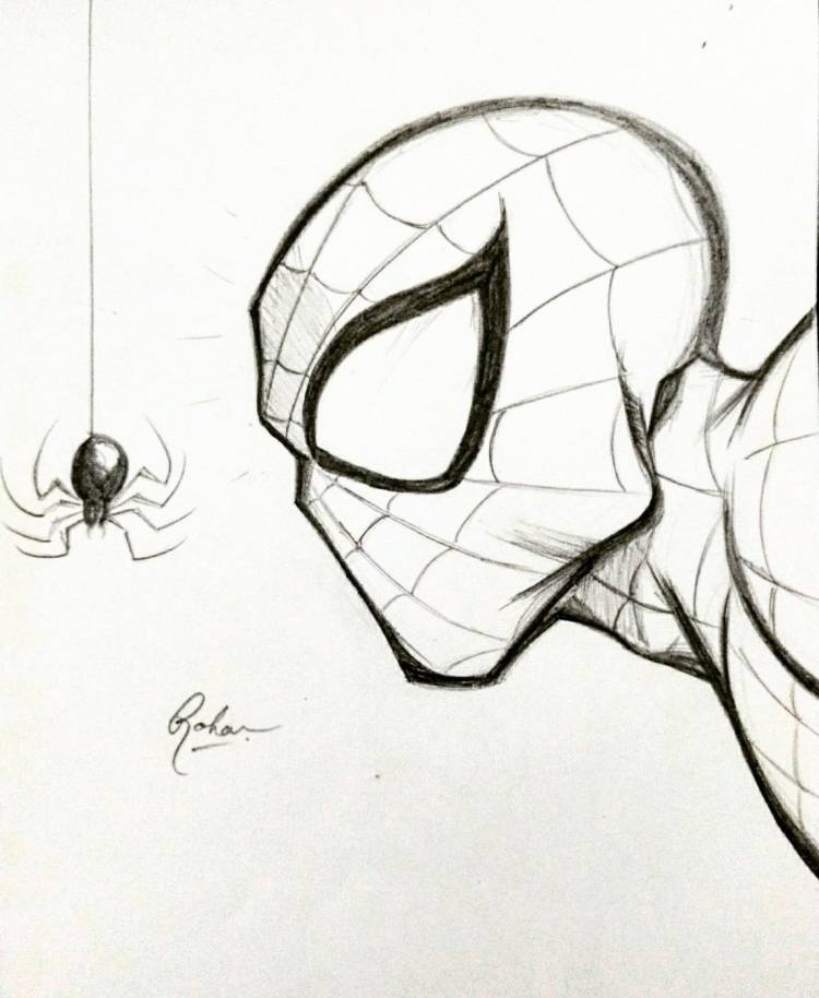 Человек паук рисунок карандашом для срисовки