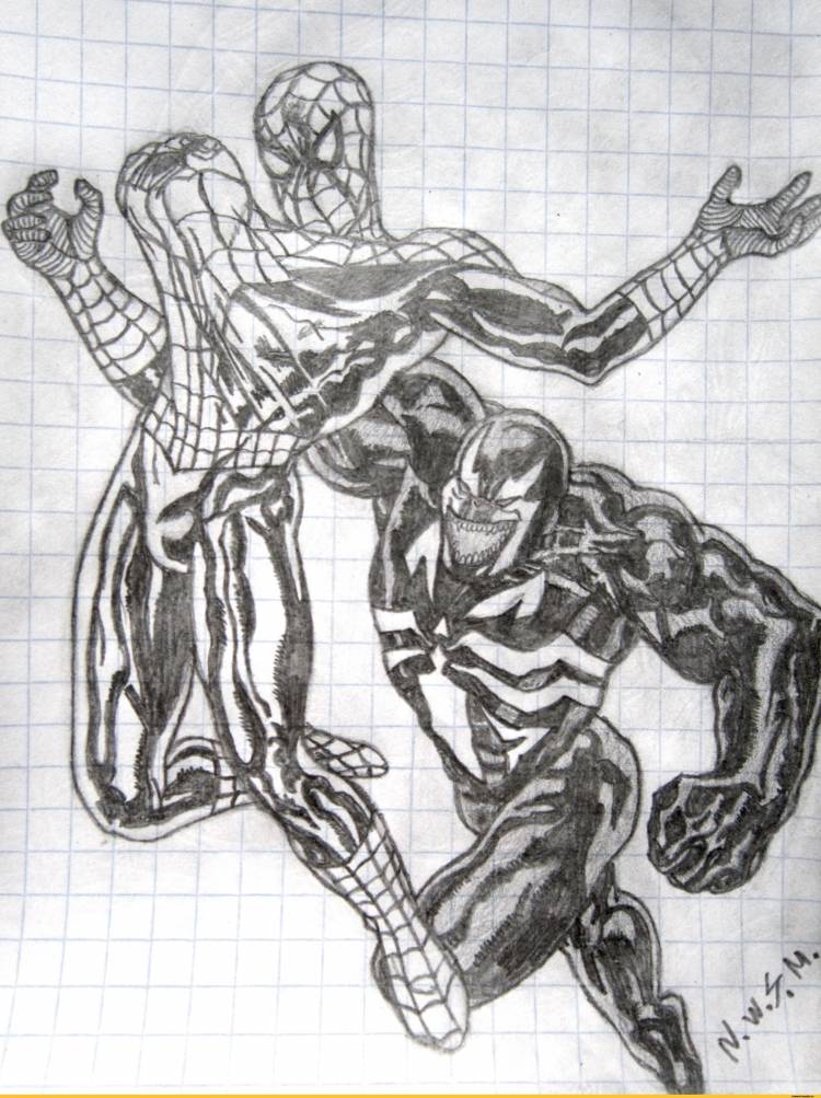 Как нарисовать человека паука и венома