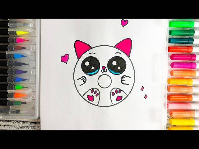 Милый и простой рисунок Кошечка Пончик Кавай Красивые легкие рисунки канал Мама Рисует