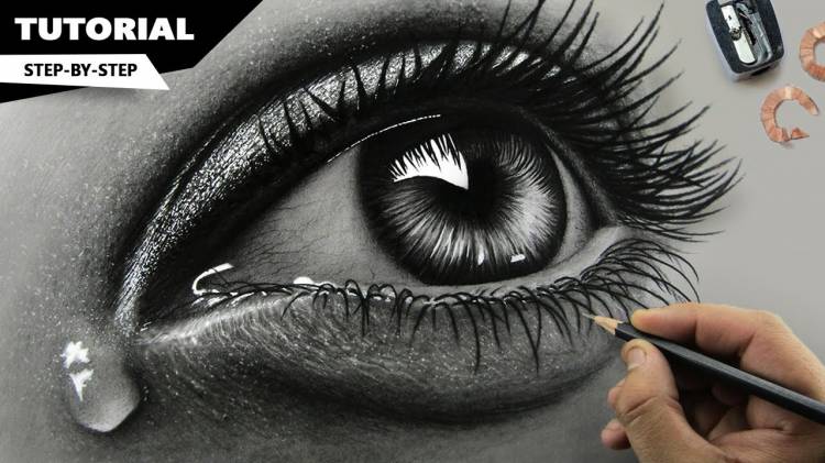 Как нарисовать глаз со слезами на большом формате