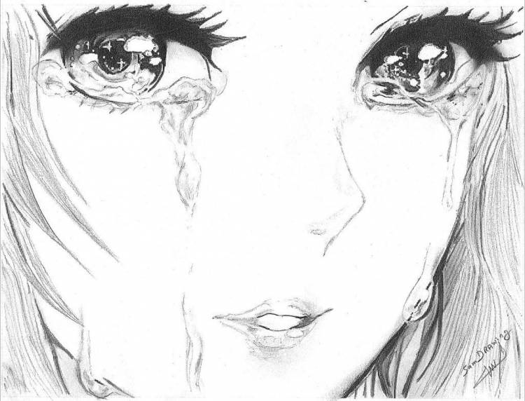Рисунки аниме слезы 