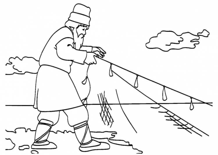 Эскиз рисунка сказка о рыбаке и рыбке 