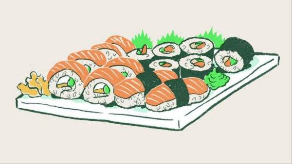 Рисунки для срисовки няшные суши 
