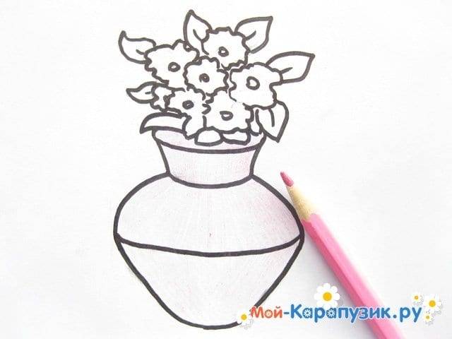 Как нарисовать вазу с цветами цветными карандашами