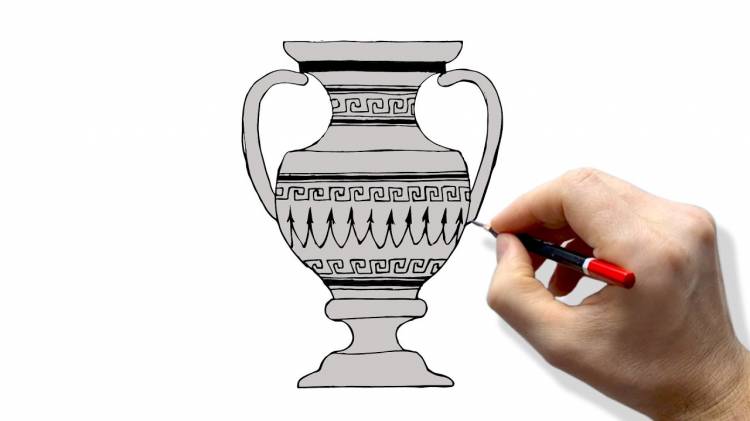 How to draw an ancient Greek vase with a pencil step by step