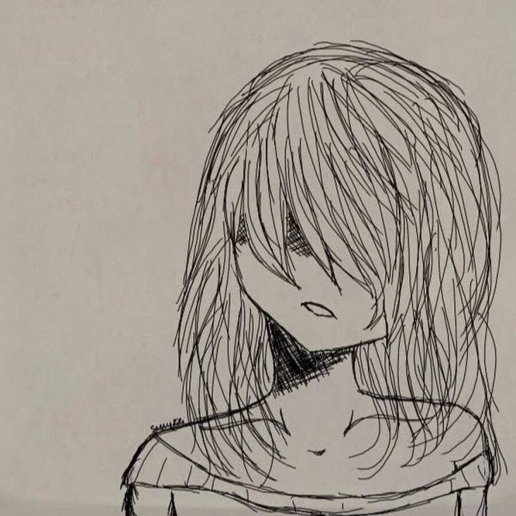 Рисунки аниме грустные 